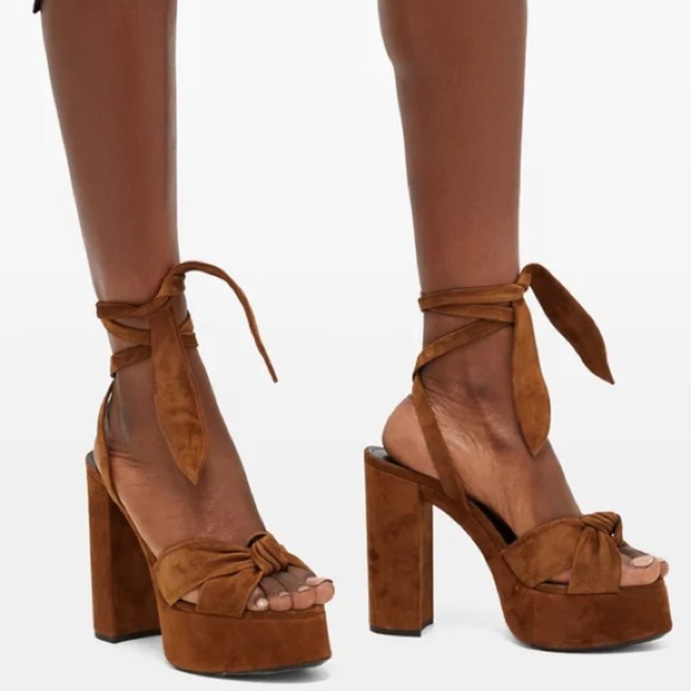 Saint Laurent Bianca suede platform heels